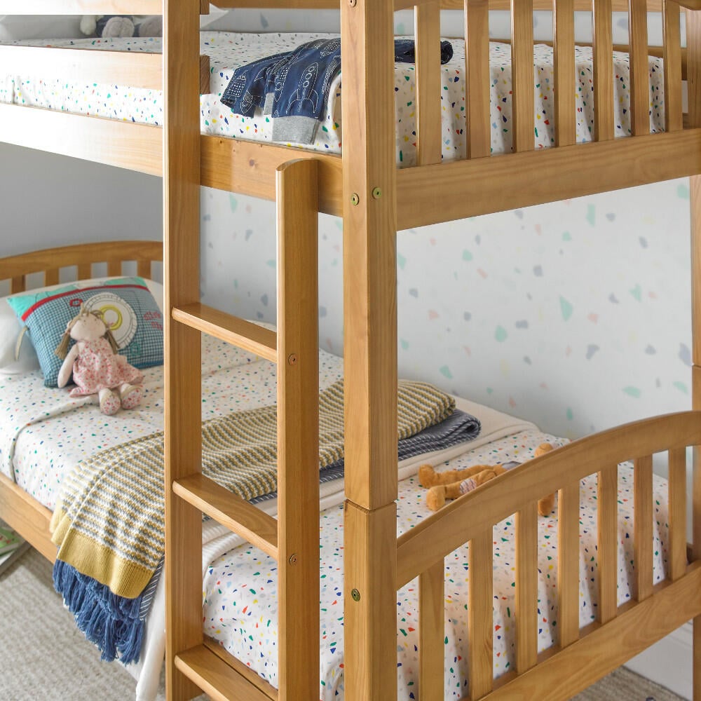 Happy Beds American Solid Honey Pine Bunk Bed Angled Closeup