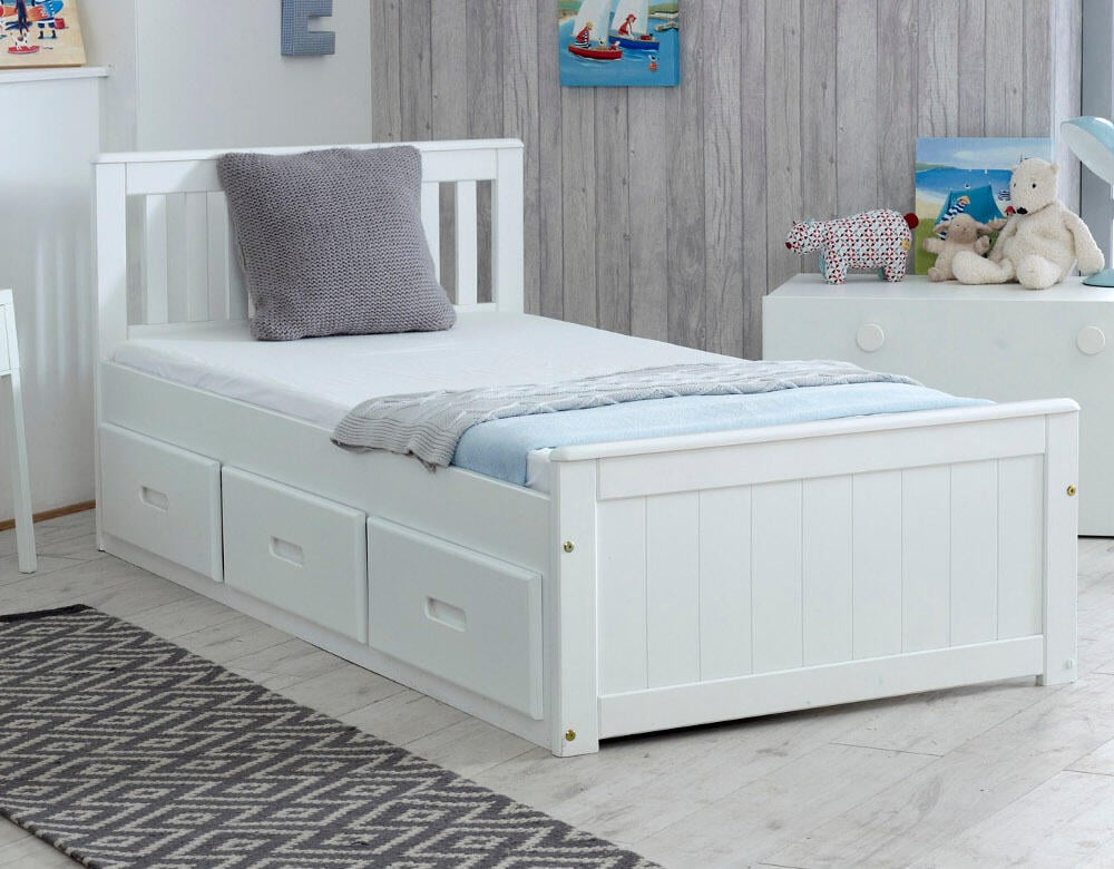 Happy Beds Mission White Storage Bed Closed Drawers