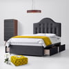 Victor Buttoned Charcoal Fabric Divan Bed