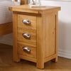 Woburn Oak Wooden 3 Drawer Small Bedside Table