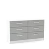 Lynx White and Grey 6 Drawer Wide Chest