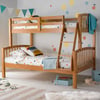 American Pine Wooden Triple Sleeper Bunk Bed Frame - 3ft Single Top and 4ft Small Double Bottom