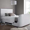 Annecy White Leather Ottoman Media Electric TV Bed