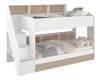 Bibliobed White and Oak Staircase Bunk Bed With Underbed Trundle