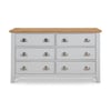 Richmond Grey and Oak 6 Drawer Wooden Wide Chest