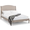 Camille Oatmeal Fabric and Oak Wooden Bed