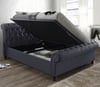 Castello Charcoal Fabric Ottoman Scroll Sleigh Bed