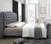 Colorado Grey Velvet Fabric Sleigh Bed