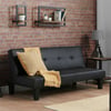 Franklin Black Leather Sofa Guest Day Bed