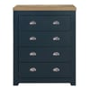 Highgate Navy Blue and Oak Wooden 4 Drawer Chest