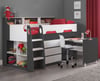 Jupiter Grey and White Wooden Mid Sleeper Cabin Bed