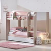 Mars Pastel Pink Wooden Bunk Bed with Underbed Trundle