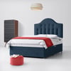 Victor Buttoned Midnight Blue Fabric Divan Bed