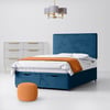Cornell Plain Blue Marine Velvet Divan Bed
