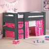 Pluto Anthracite Wooden Mid Sleeper with Starry Pink Tent Frame
