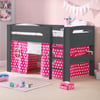 Pluto Anthracite Wooden Mid Sleeper with Starry Pink Tent Frame