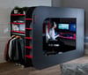 PodBed Grey and Red Gaming High Sleeper