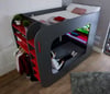PodBed Grey and Red Gaming High Sleeper with Grey Sofa