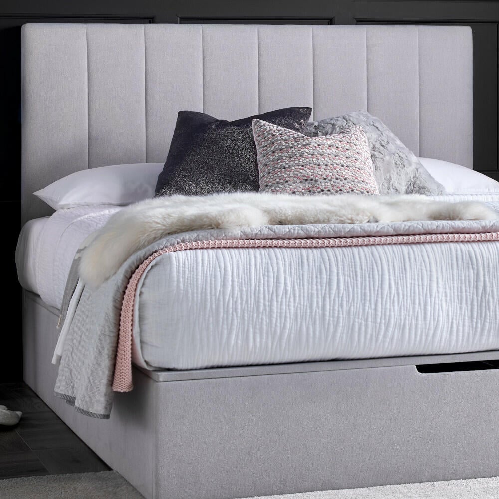 Happy Beds Lincoln Silver Ottoman Headboard