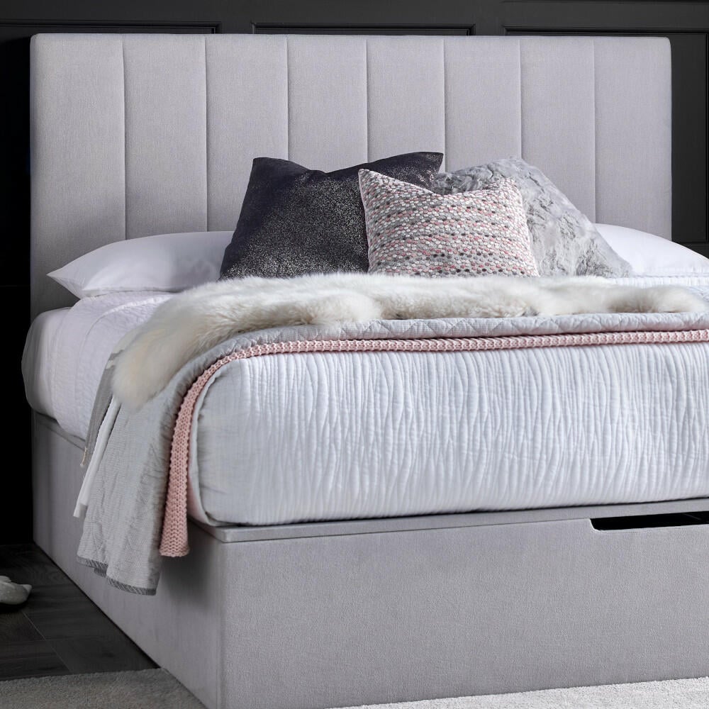 Happy Beds Lincoln Silver Ottoman Open