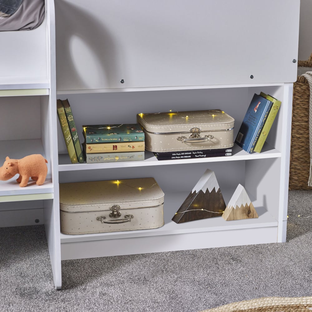 Orpheus White Wooden Storage Mid Sleeper Kids Bed