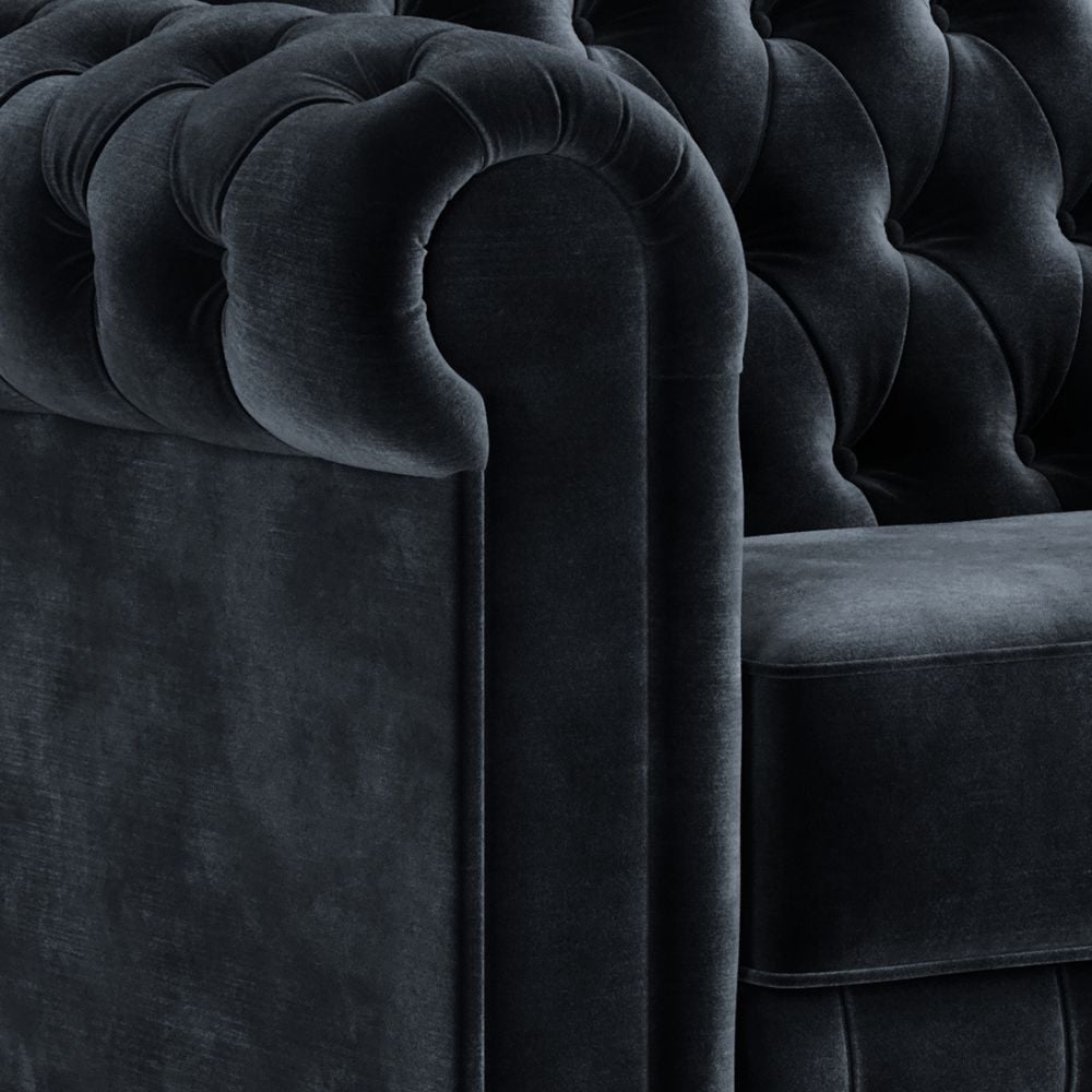 Chesterfield Snuggler Charcoal Velvet Sofa Bed