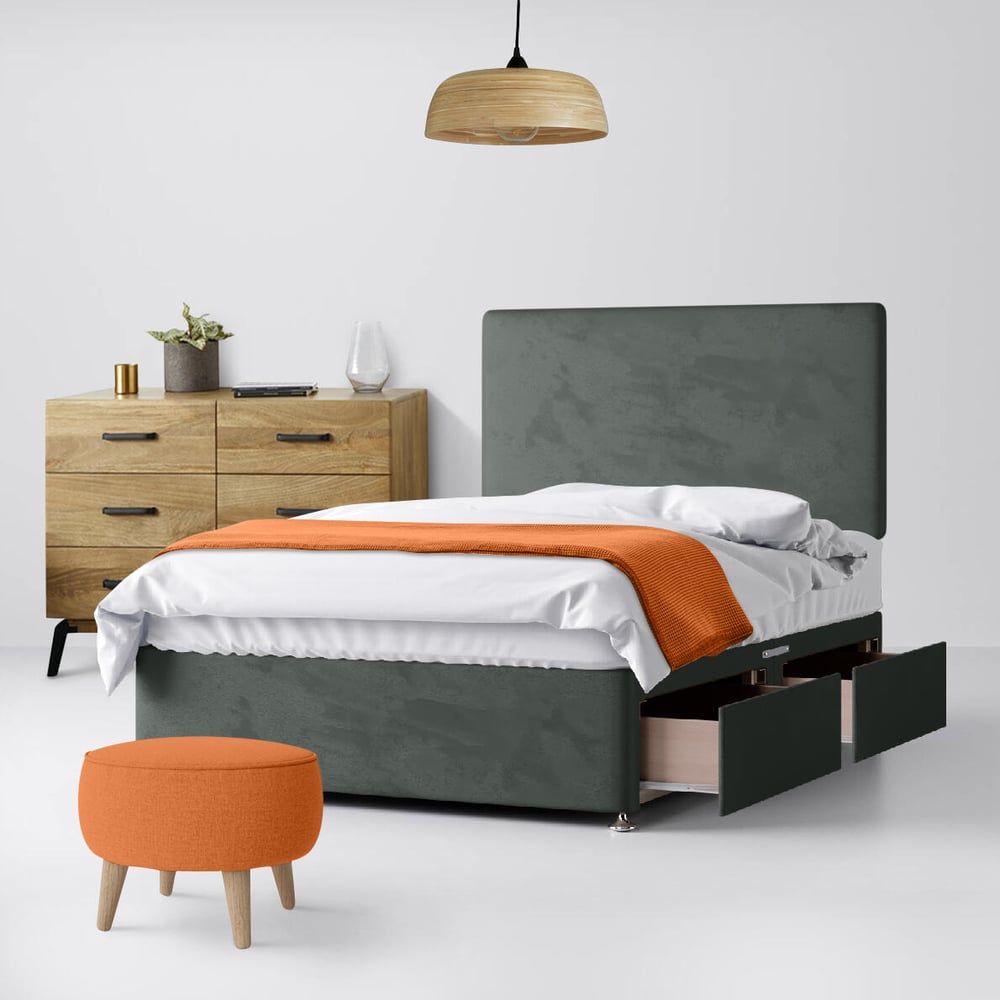 Cornell Plain Graphite Fabric Divan Bed 2 Drawer Image