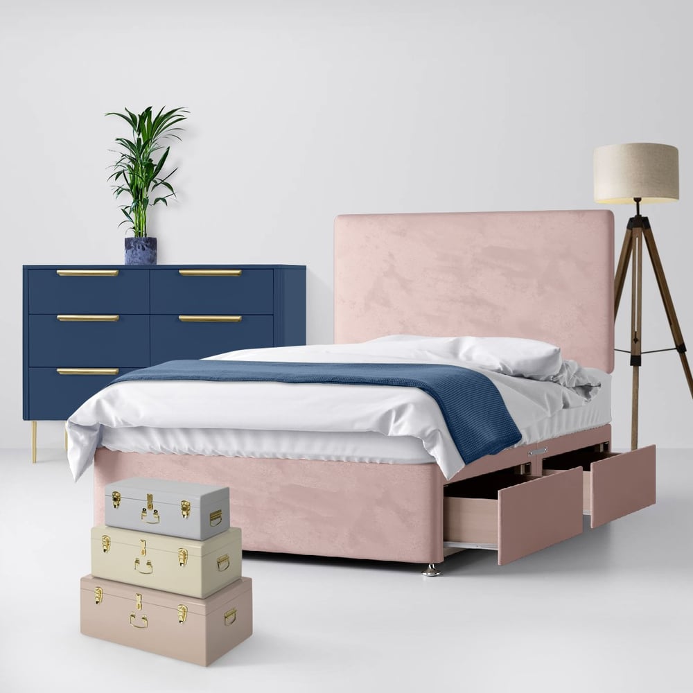 Cornell Plain Pink Fabric Divan Bed 2 Drawer Image