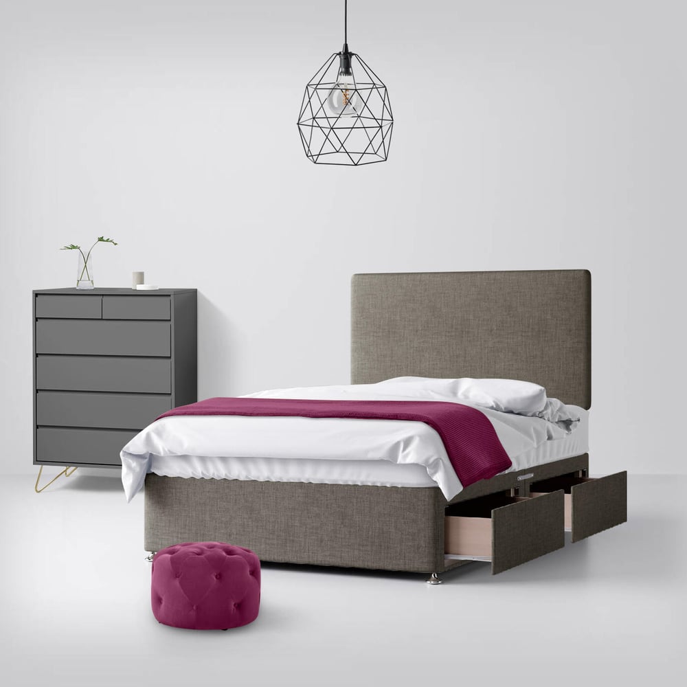 Cornell Plain Slate Grey Fabric Divan Bed 2 Drawer Image
