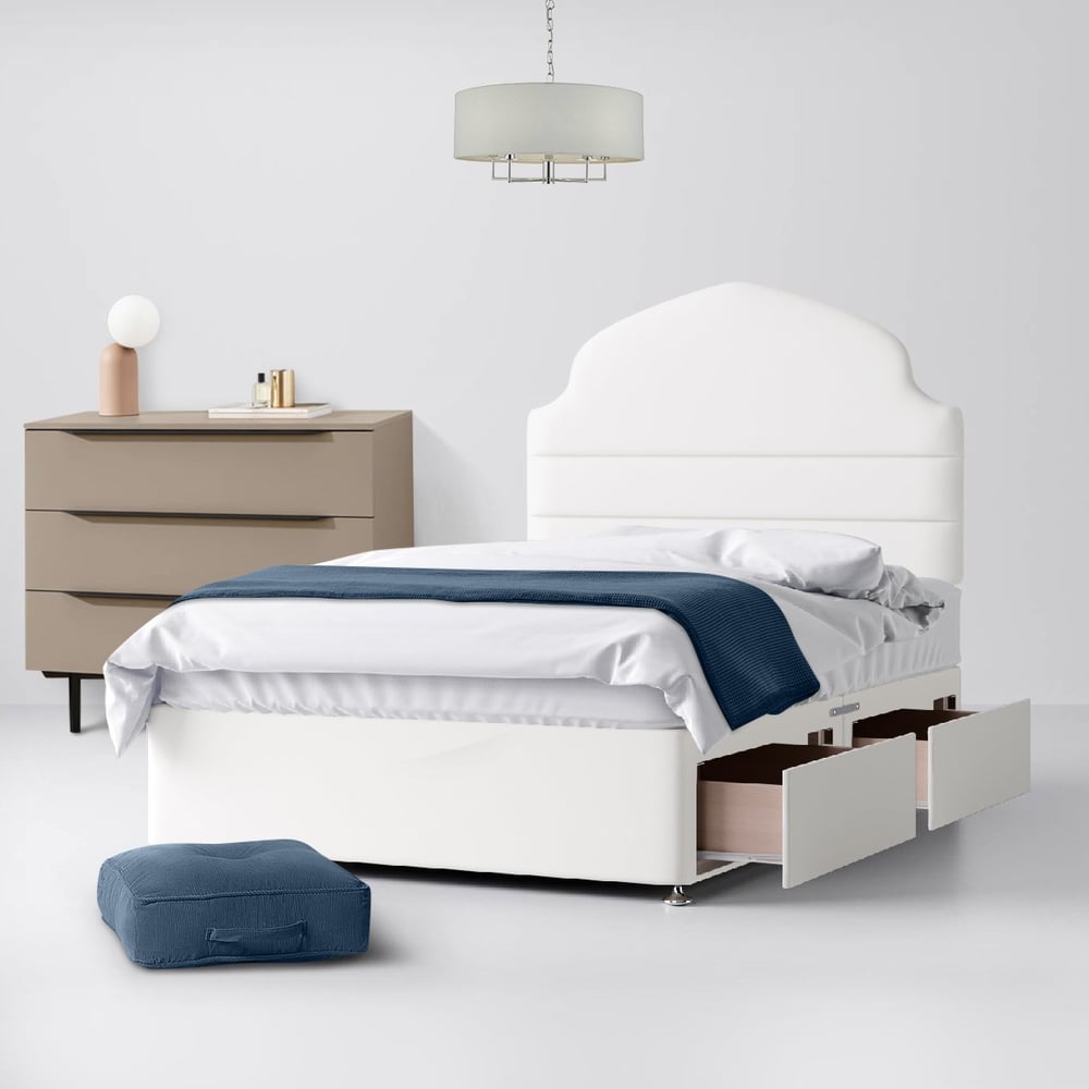 Ankara Lined White Divan Bed 2 Drawer Same Side Storage Option