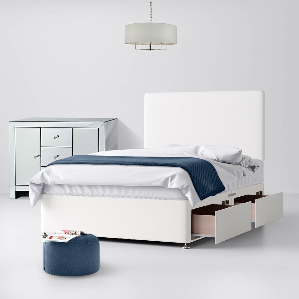 Cornell Plain White Fabric Divan Bed 2 Drawer Image