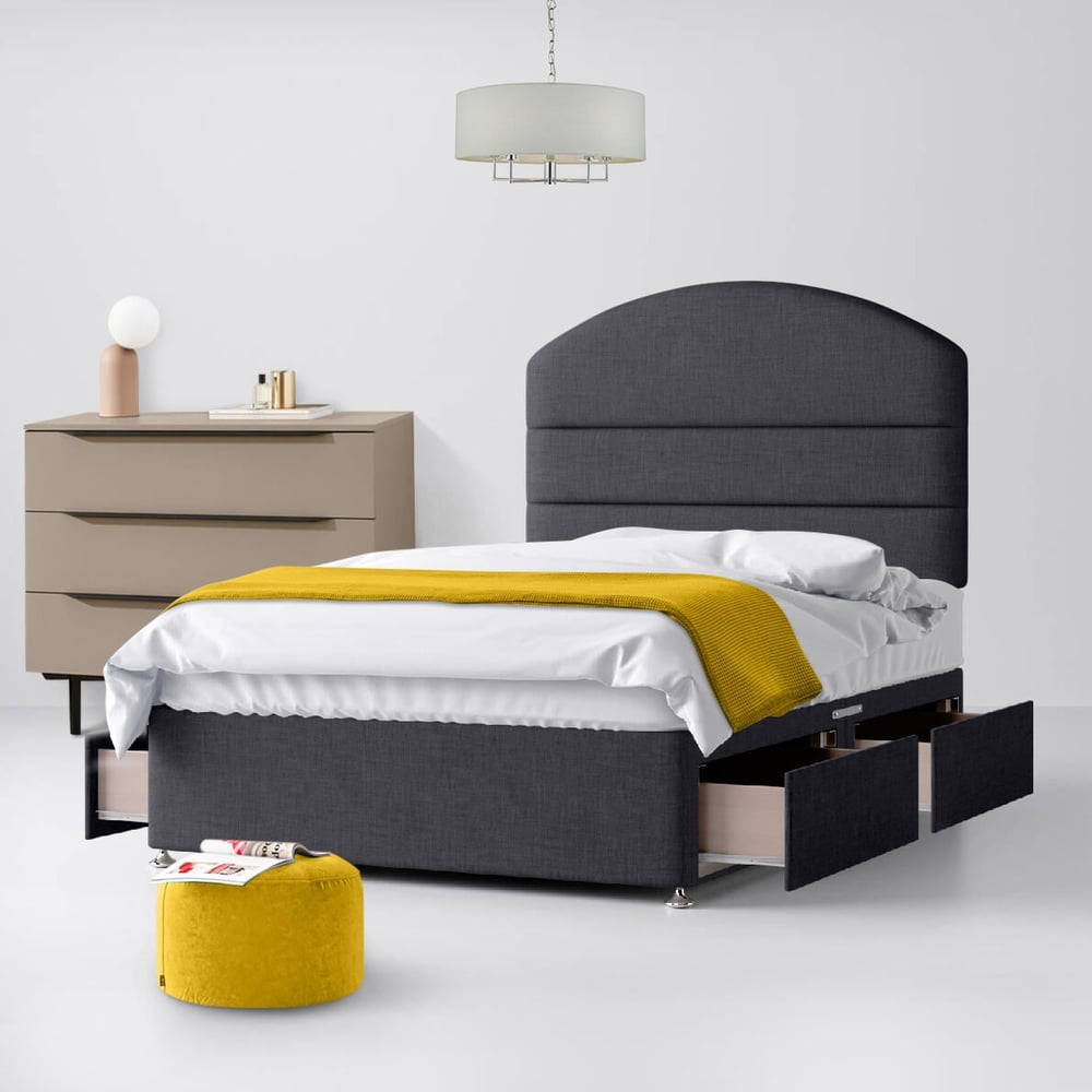 Dudley Lined Charcoal Fabric 2 Drawer Same Side Divan Bed 5ft King Size