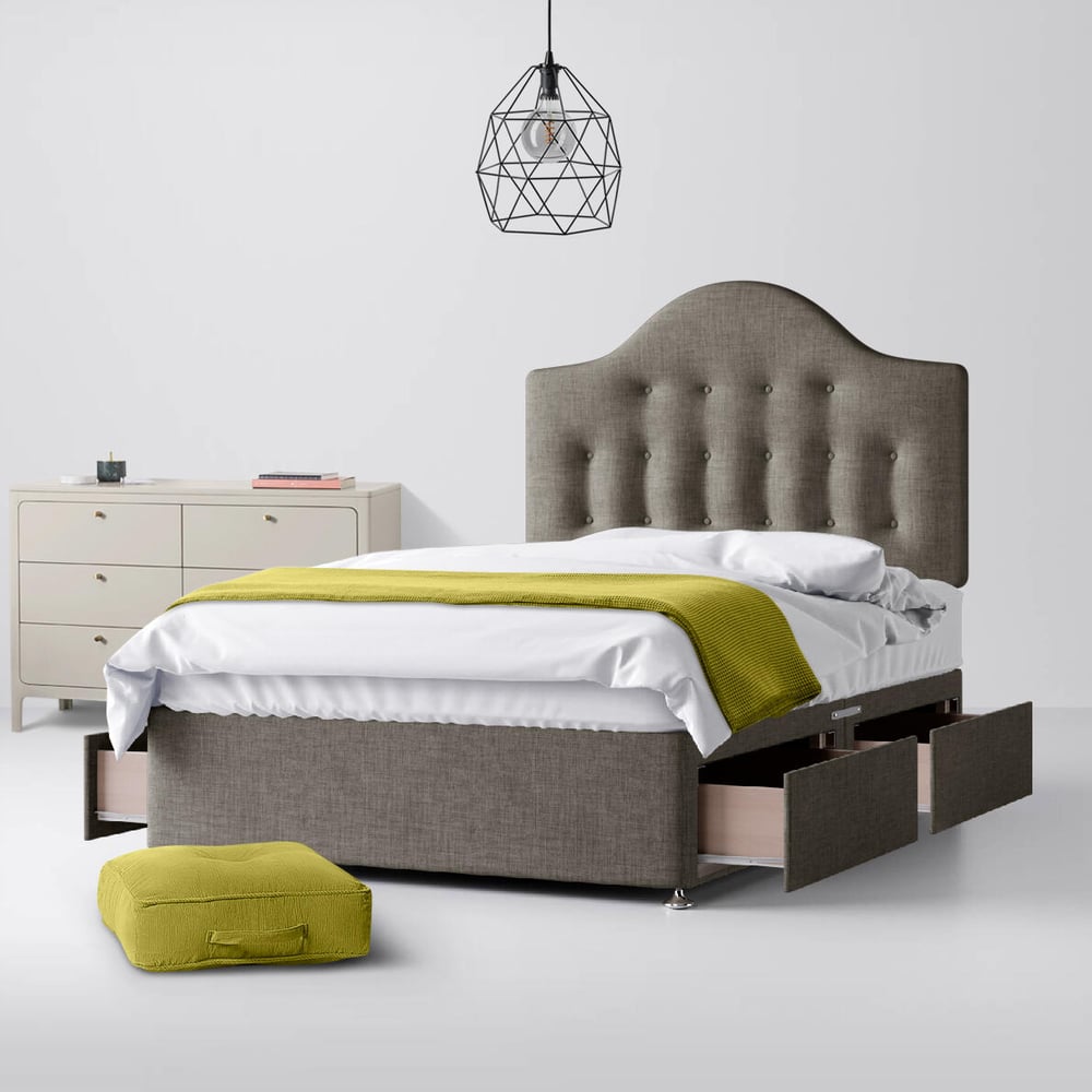 Happy Beds Victor Slate Grey Buttoned Divan 4 Drawer Storage