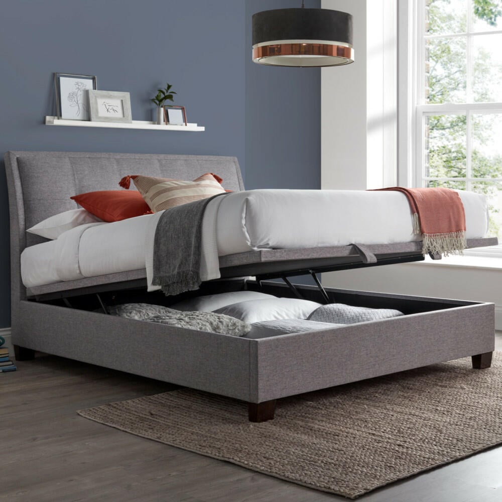 Happy Beds Accent Light Grey Ottoman Open