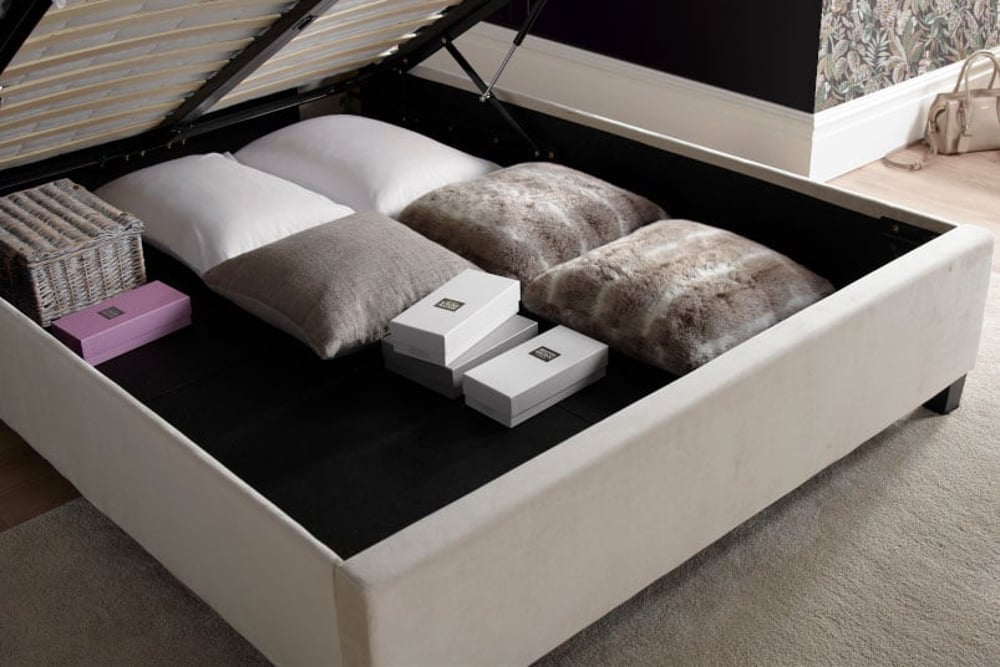 Aurora Stone Velvet Ottoman Bed Frame 4ft6 Double