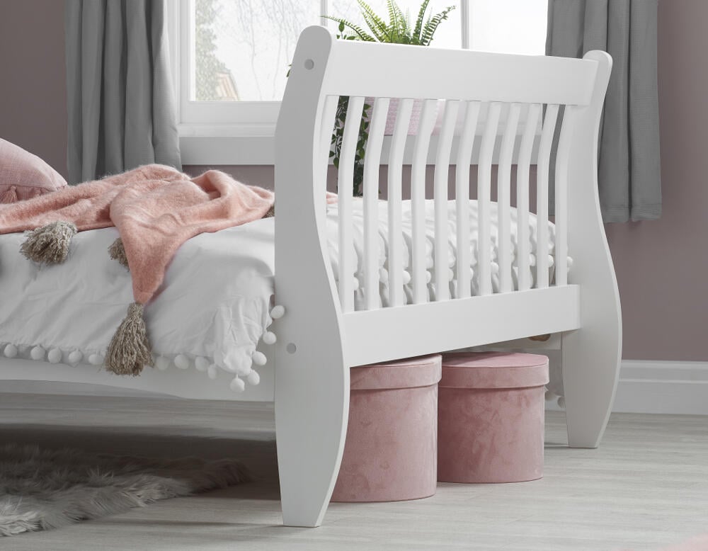Happy Beds Belford White Sleigh Bed Footboard