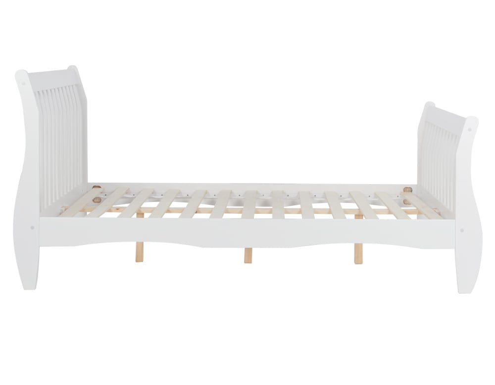 Happy Beds Belford White Sleigh Bed Frame Side Shot