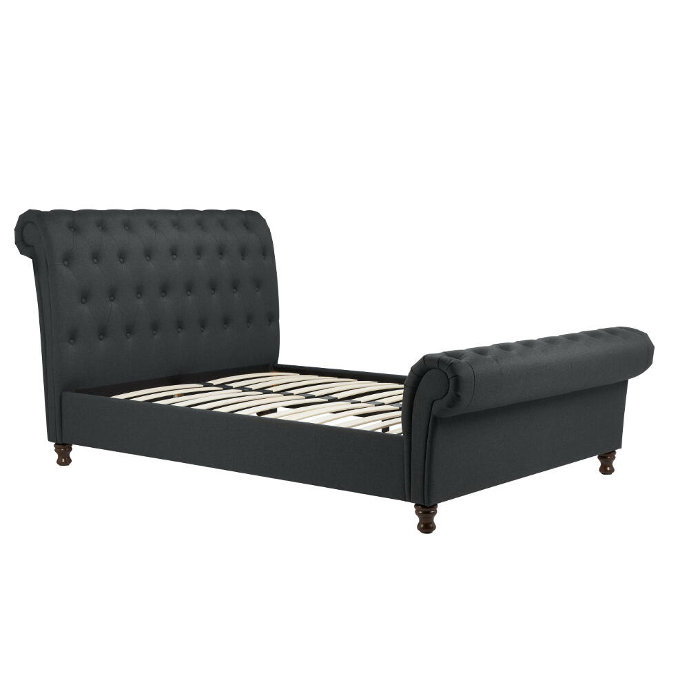 Castello Charcoal Scroll Bed Full Side Image