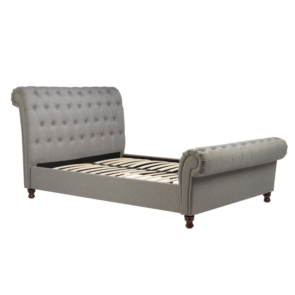 Castello Grey Scroll Bed Full Side Image