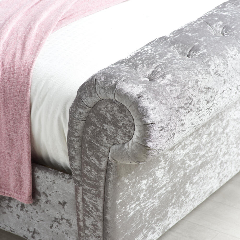 Castello Steel Fabric Scroll Bed Footboard Image