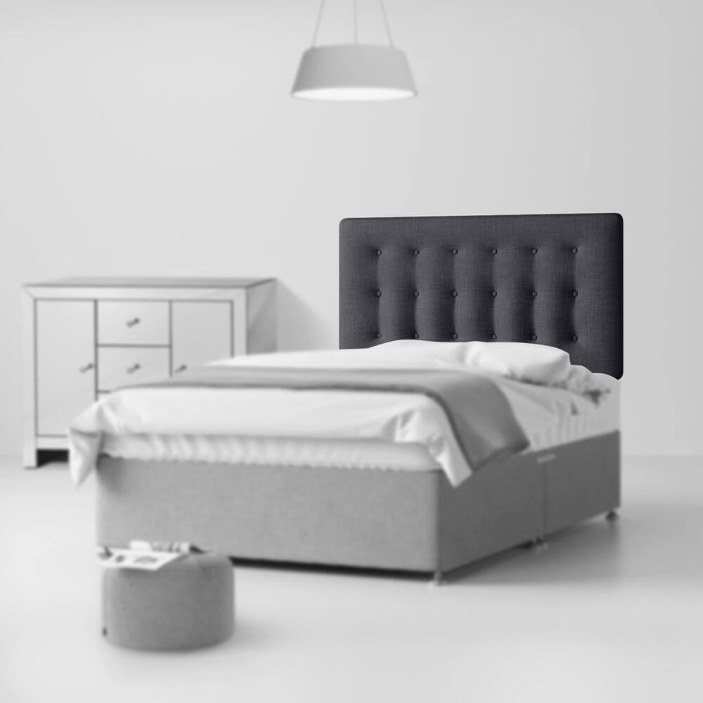 Cornell Buttoned Charcoal Fabric Headboard Room Set