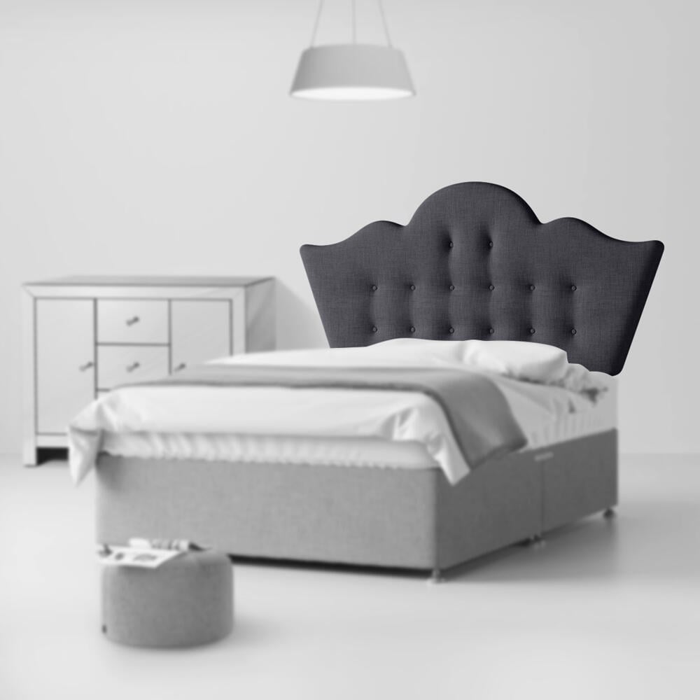 Florence Buttoned Charcoal Fabric Headboard Room Set