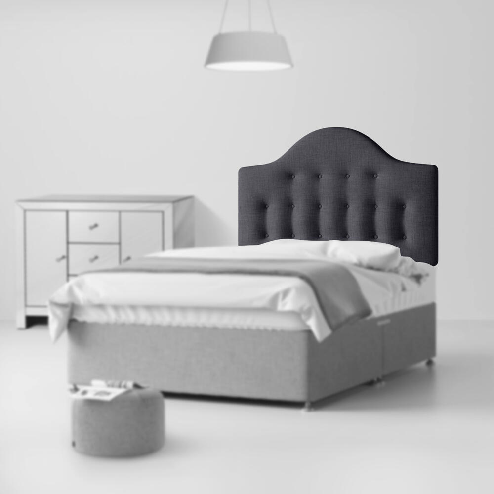 Victor Buttoned Charcoal Fabric Headboard Room Set