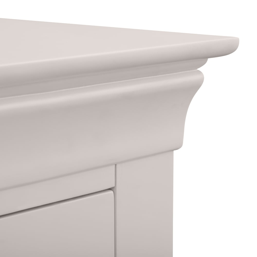 Clermont Light Grey Wooden 2 Drawer Bedside Table Close-up