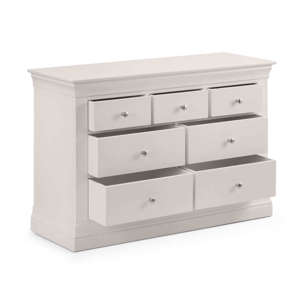 Clermont Light Grey Wooden 4+3 Drawer Chest Open