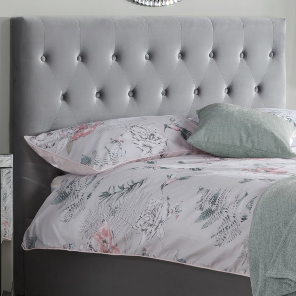 Cologne Grey Fabric Bed Headboard Image