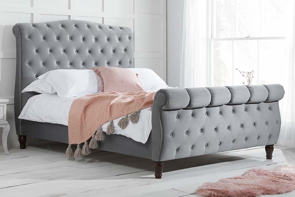 Grey sleigh cot new arrivals