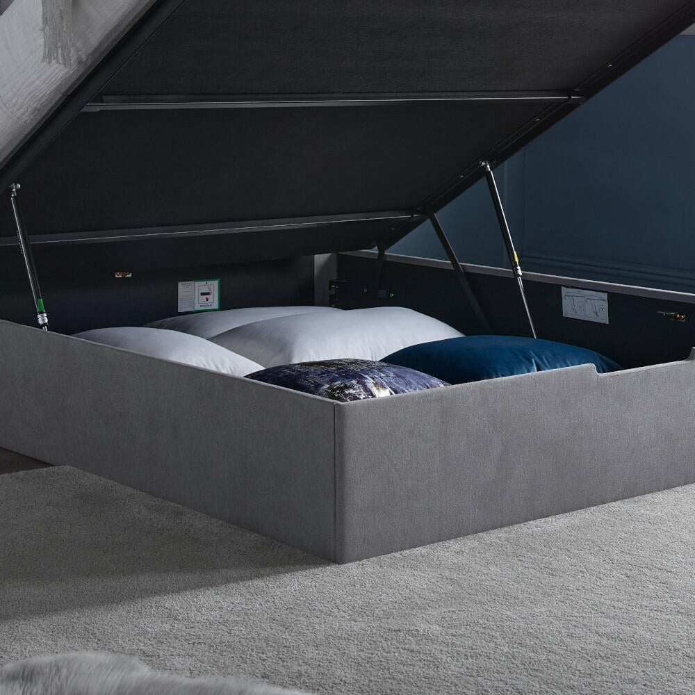Happy Beds Lincoln Connect Grey Ottoman Storage