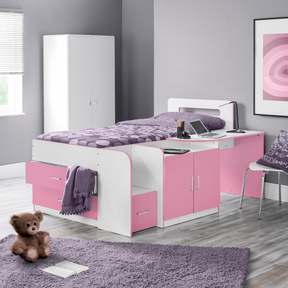 Cookie Pink And White Wooden Cabin Bed Full Image