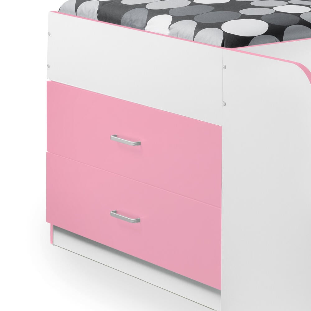 Cookie Pink And White Wooden Cabin Bed Drawer Image